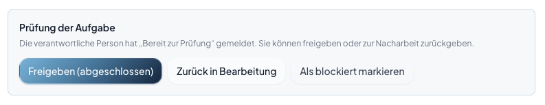 Maßnahmen-Detail mit Status, Verantwortlichen und Freigabe.